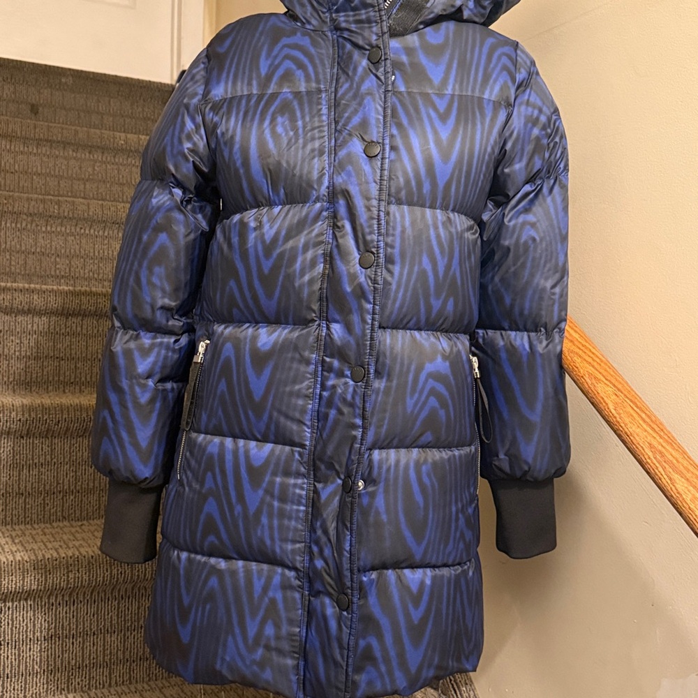 Kenzo Black and Blue Patterned Puffer Jacket